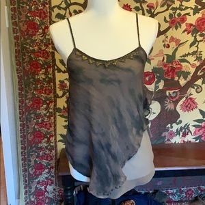 Free People tie dye ruffle beaded tank top S